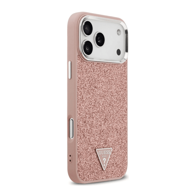 Maska Guess Glitter Triangle Logo MagSafe za iPhone 17 Pro Max boja gold, pink - Maske za telefone