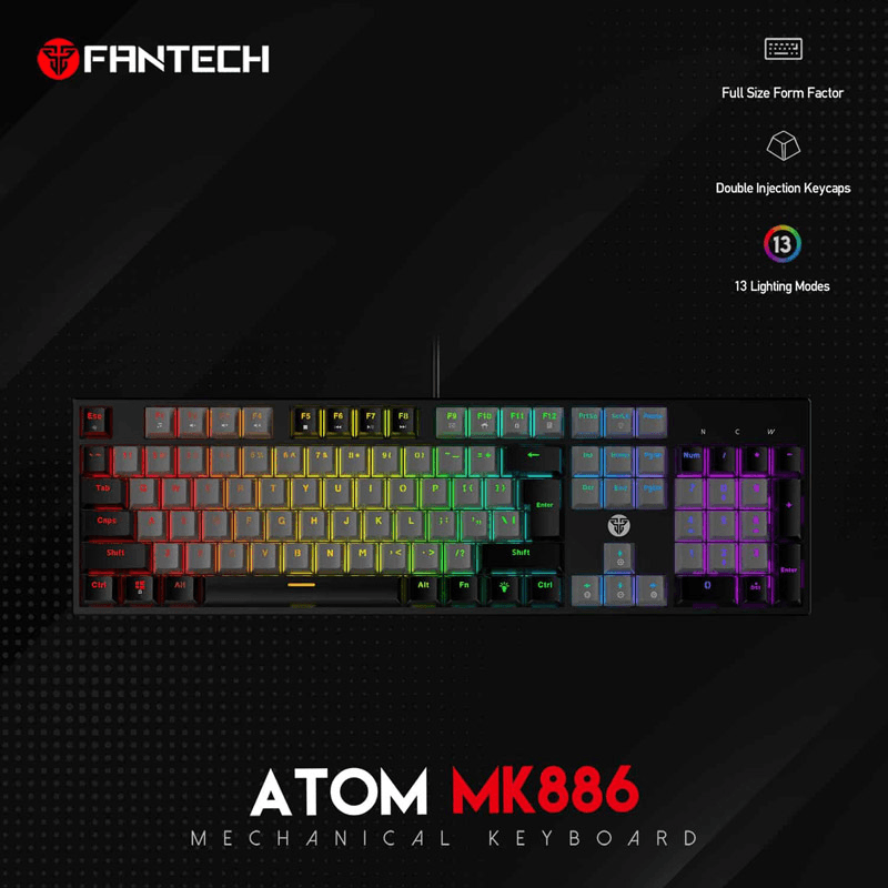 Механическая клавиатура Gaming Fantech MK886 RGB Atom чёрный (Red switch) - Periferija