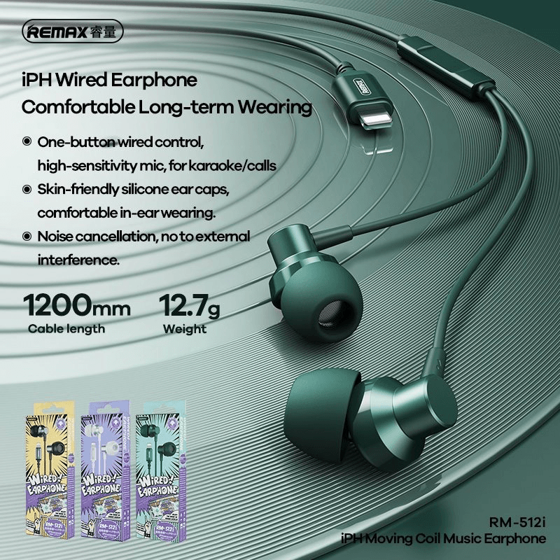 Slusalice za iPhone Lightning REMAX RM-512i boja silver, black, green, svetlo plave - Zicne slusalice