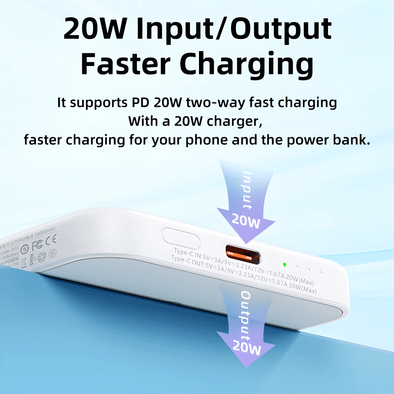 Power Bank REMAX Magnetic RPP-65 PD +QC 15W Fast Charging kapacitet 10000mAh snaga 20W boja white, pink - Power bank