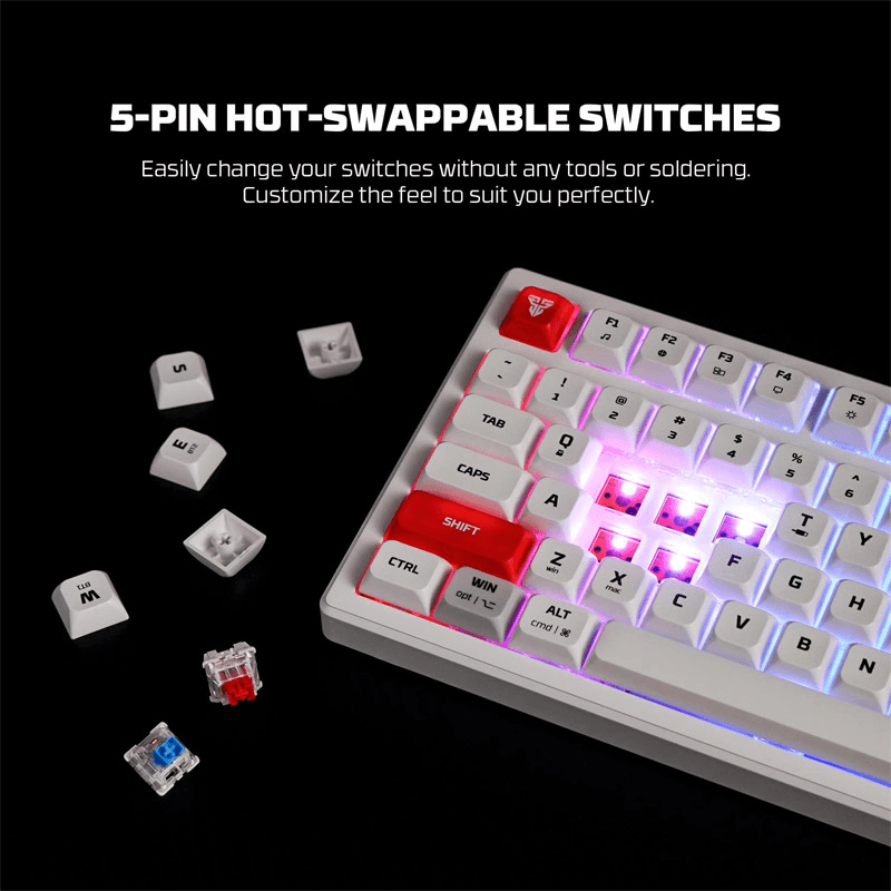 Клавиатура механическая Gaming Fantech MK918 RGB Atom PRO97 Wireless Mercury белый (Red switch) - Периферия