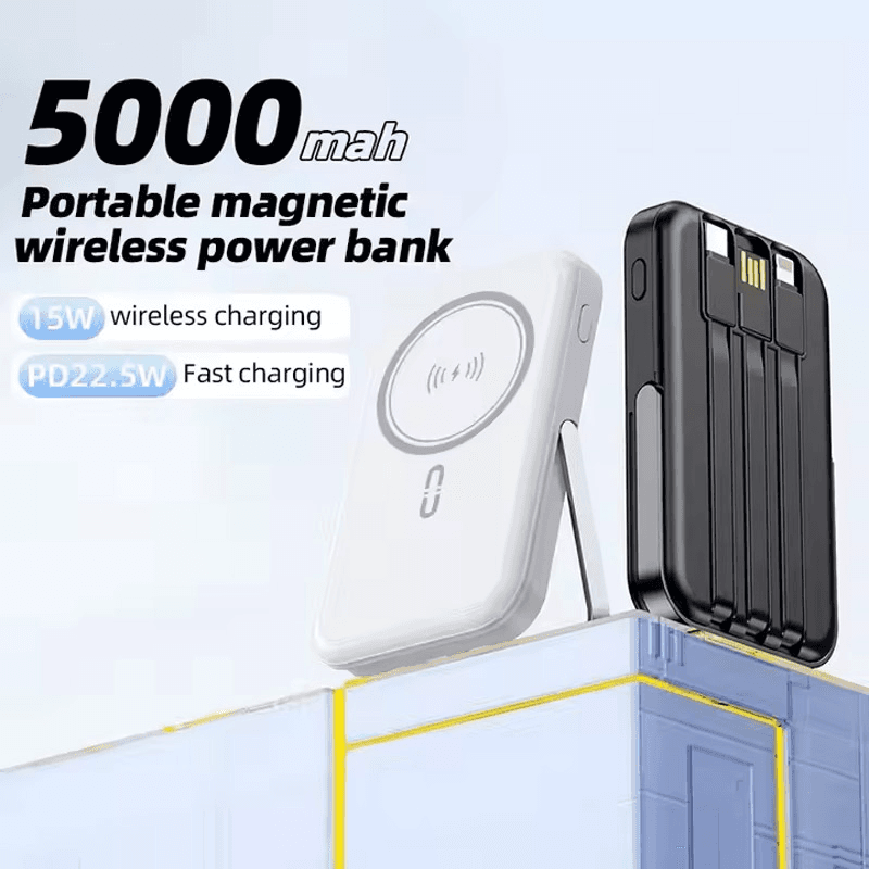 Повербанк MagSafe с drzacem для телефона 5000 mAh белый - Повербанки