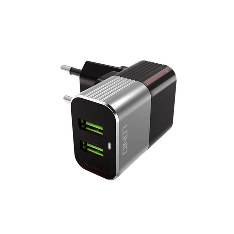 Wall charger LDNIO A2206 2XUSB 2.4A + iPhone Lightning cable black gray - Punjači i kablovi