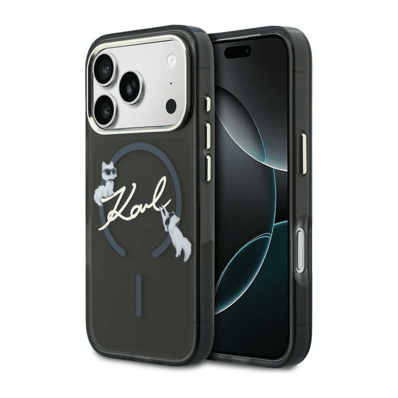Karl Lagerfeld case IML Choupettes Karl Script Logo MagSafe for iPhone 17 Pro black - Maske za telefone