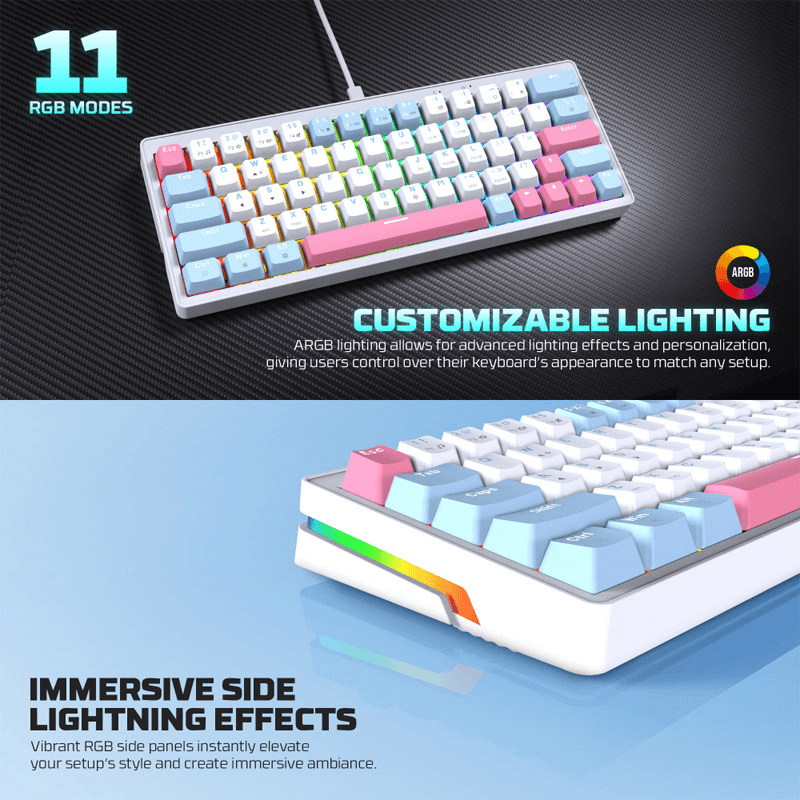 Tastatura mehanicka Gaming Fantech MK611 Atom x63 AME (taro switch) boja blue, white - Periferija