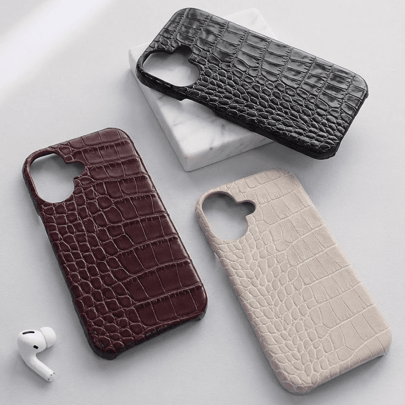 Maska Croco Leather za iPhone 16 boja black, burgundy - Maske za telefone