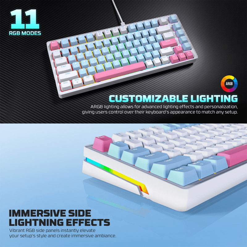 Tastatura mehanicka Gaming Fantech MK612 Atom x83 AME (rosie switch) boja blue, white - Periferija
