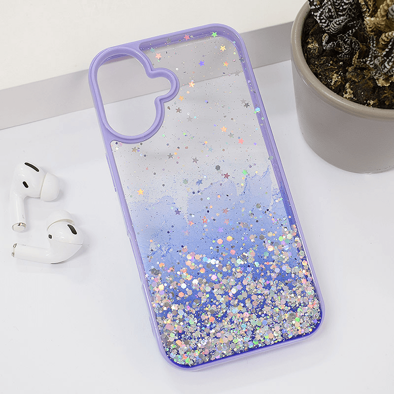 Maska Frame Glitter za iPhone 16 boja white, black, purple, pink, green - Maske za telefone