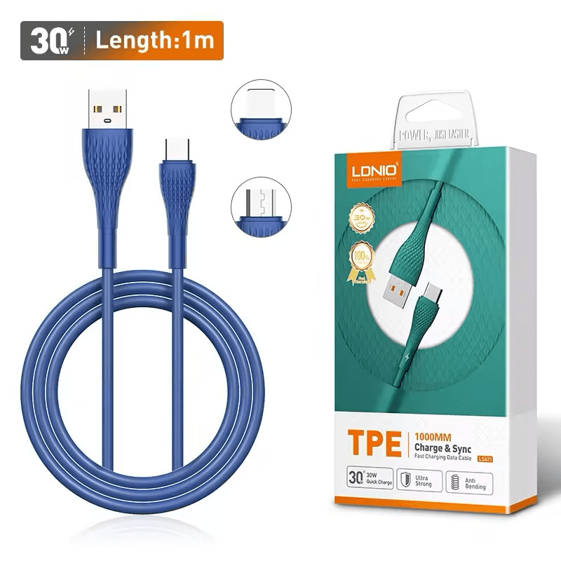 Cable LDNIO LS671 USB to Type-C gray 1m - Chargers & cables