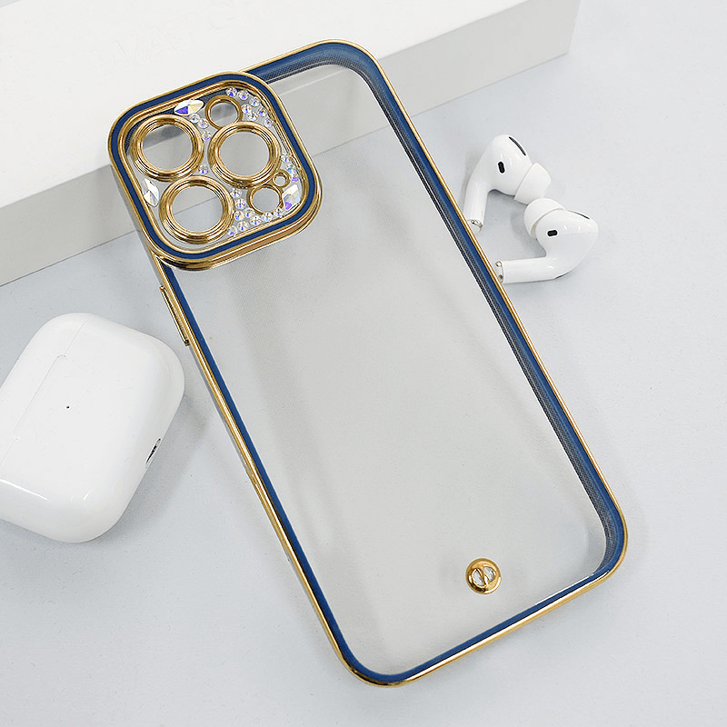Чехол Luxury Crystal Clear для iPhone 16 Pro Max синий - Maske za telefone