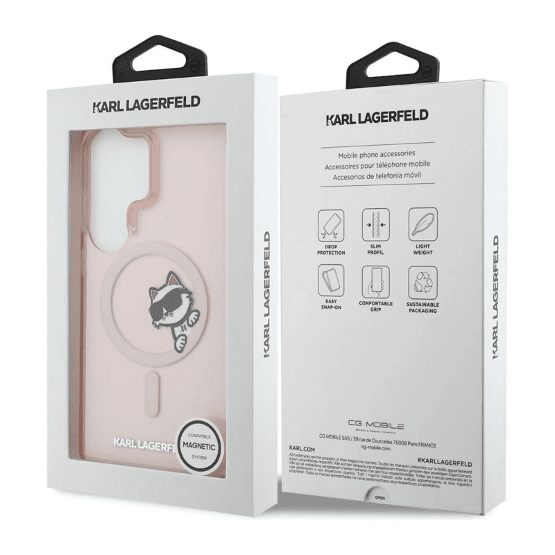 Maska Karl Lagerfeld IML Peekaboo Choupette MagSafe za Samsung S26 Ultra/ S948B boja pink, transparent - Maske za telefone