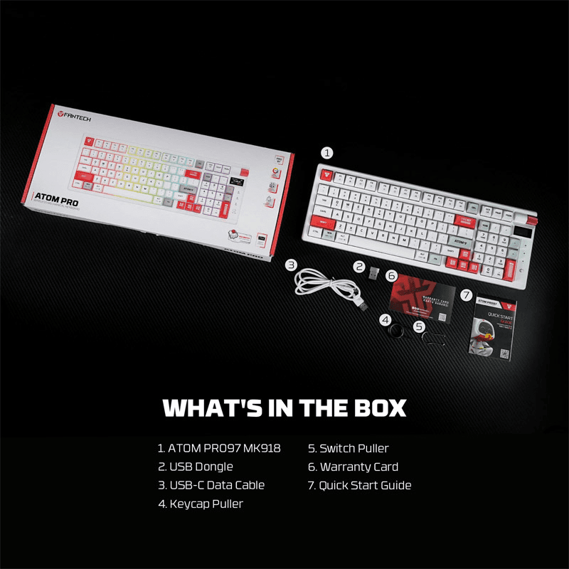 Клавиатура механическая Gaming Fantech MK918 RGB Atom PRO97 Wireless Mercury белый (Red switch) - Периферия