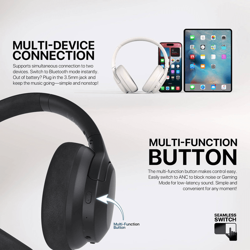 Bluetooth headphones Fantech GO Vibe WH05A crne - Gaming slušalice