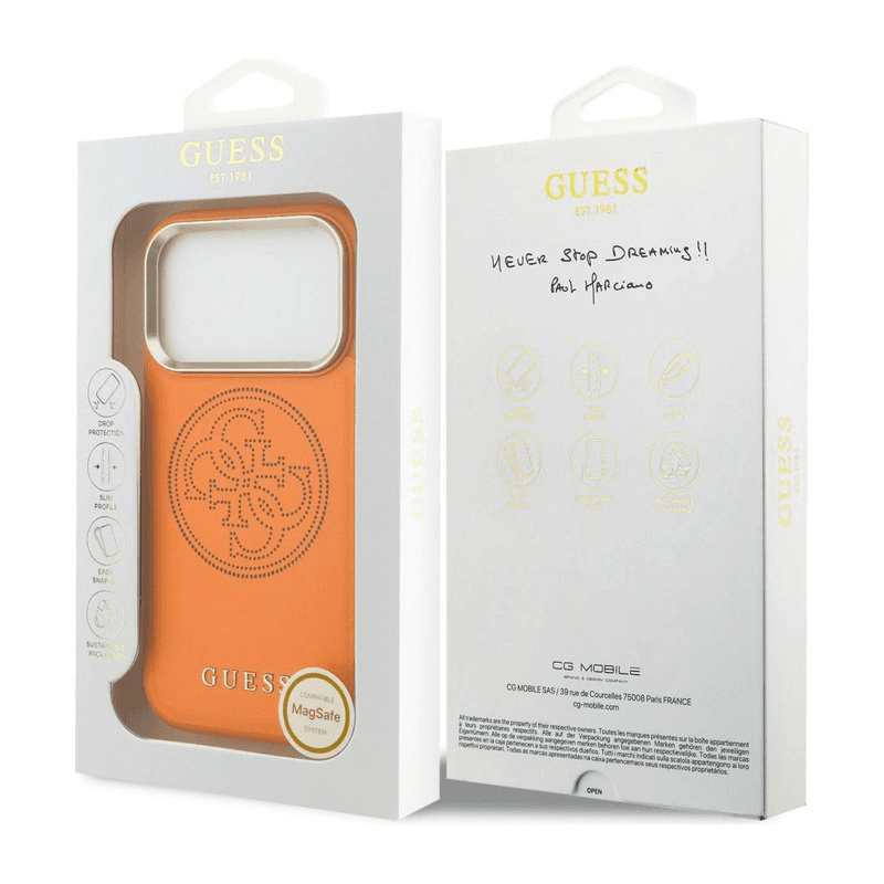 Чехол Guess Perforated 4G MagSafe для iPhone 17 Pro оранжевый - Maske za telefone