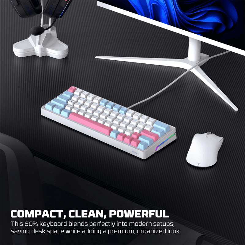 Tastatura mehanicka Gaming Fantech MK611 Atom x63 AME (taro switch) boja blue, white - Periferija