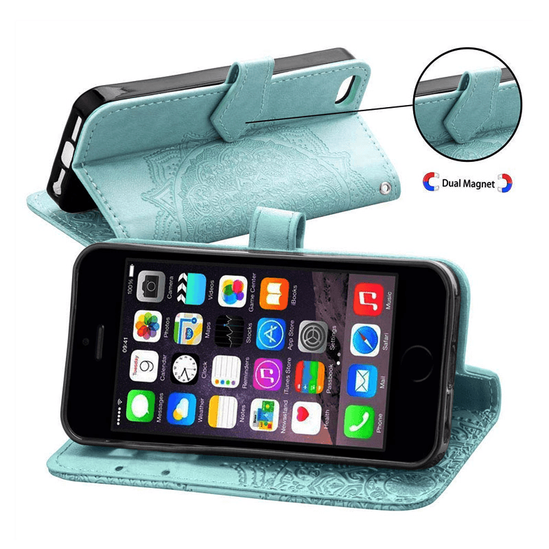 Maska na preklop Arabesque flip za iPhone X/ XS . boja black, green - Maske za telefone