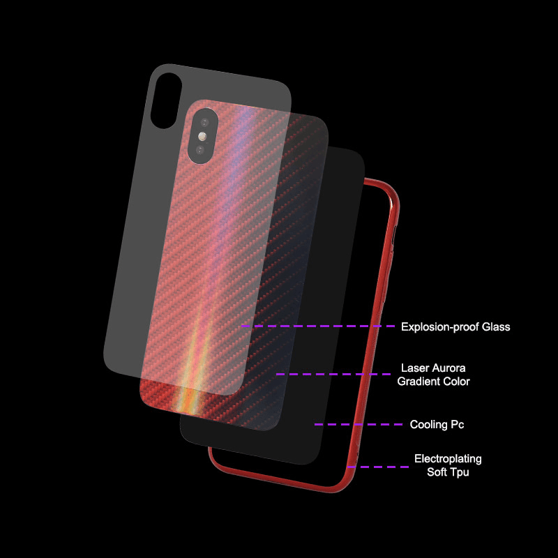 Maska Carbon glass za Huawei Y5 (2019)/ Honor 8S boja red, black, orange - Maske za telefone