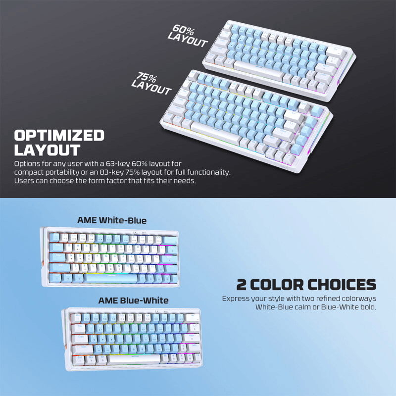 Tastatura mehanicka Gaming Fantech MK611 Atom x63 AME (taro switch) boja blue, white - Periferija