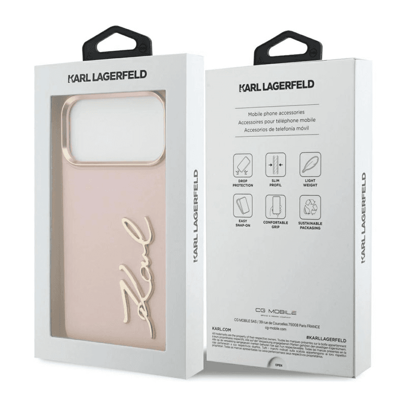 Maska Karl Lagerfeld Karl Script Logo Case za iPhone 17 Pro Max boja black, pink - Maske za telefone