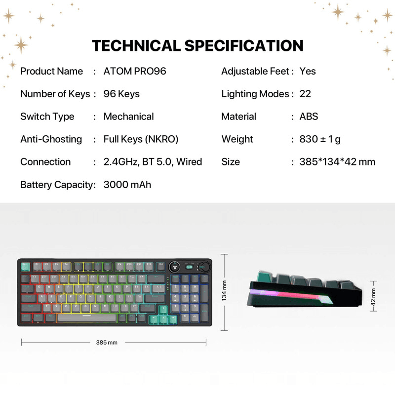 Tastatura Mehanicka Gaming Fantech MK914 RGB Atom PRO96 Wireless Saturn ( switch) boja blue, red - Periferija