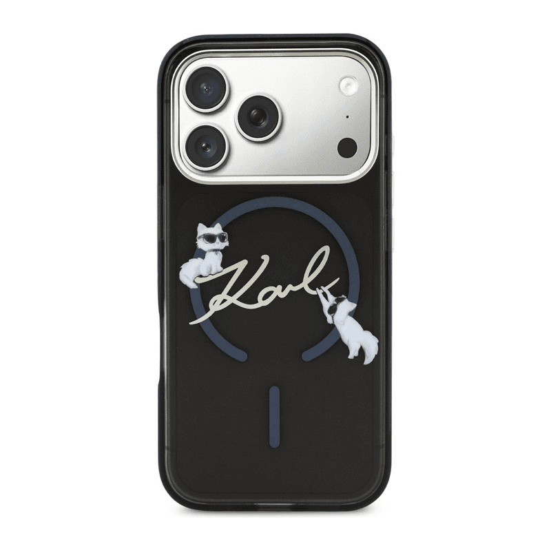 Karl Lagerfeld case IML Choupettes Karl Script Logo MagSafe for iPhone 17 Pro black - Maske za telefone