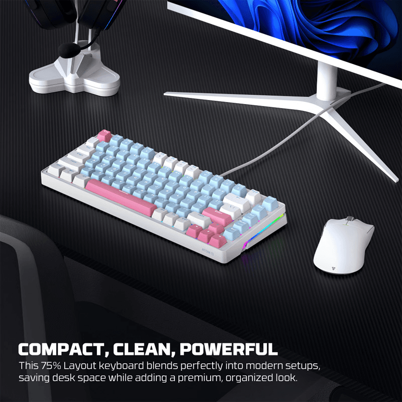 Keyboard mechanical Gaming Fantech MK612 Atom x83 AME white (taro switch) - Peripherals