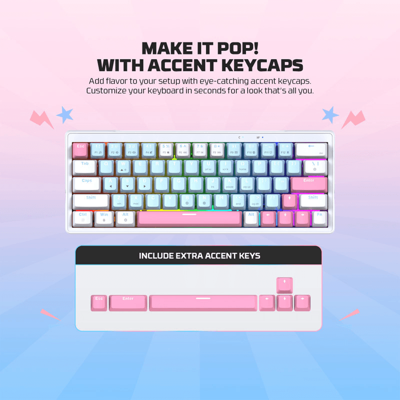 Tastatura mehanicka Gaming Fantech MK611 Atom x63 AME (taro switch) boja blue, white - Periferija