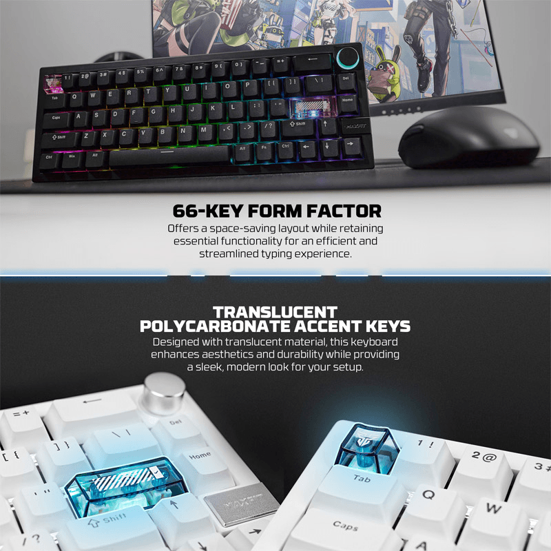 Tastatura Mehanicka Gaming Fantech MK920 RGB Maxfit 6 Wireless ( switch) boja white, brown - Periferija