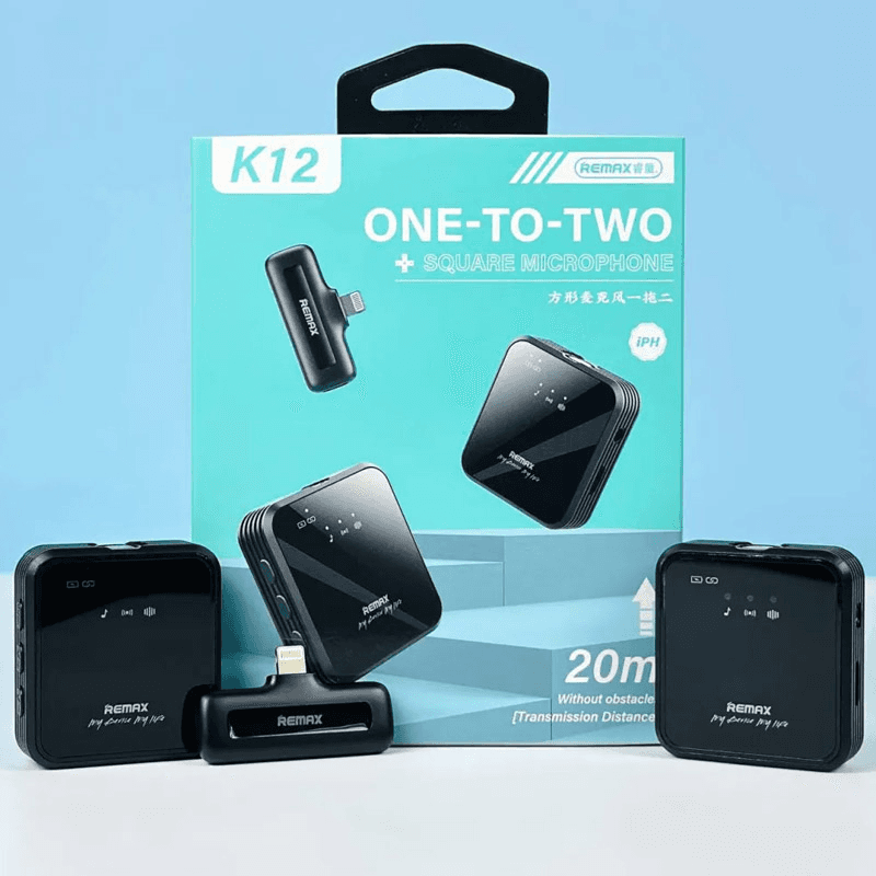 Bezicni mikrofon Lavalier REMAX K12 2u1 za mobilni telefon iPhone Lightning crni - Microphones