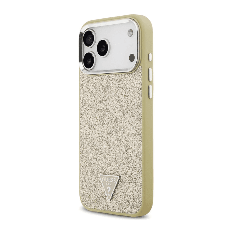 Maska Guess Glitter Triangle Logo MagSafe za iPhone 17 Pro Max boja gold, pink - Maske za telefone