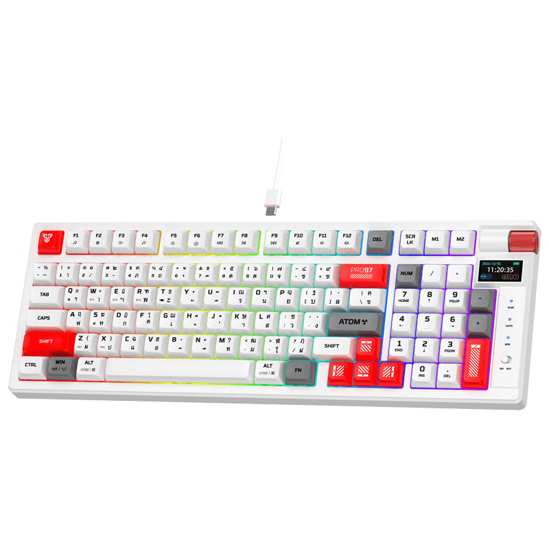 Клавиатура механическая Gaming Fantech MK918 RGB Atom PRO97 Wireless Mercury белый (Red switch) - Периферия