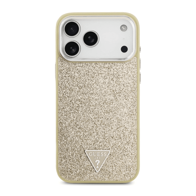 Maska Guess Glitter Triangle Logo MagSafe za iPhone 17 Pro Max boja gold, pink - Maske za telefone