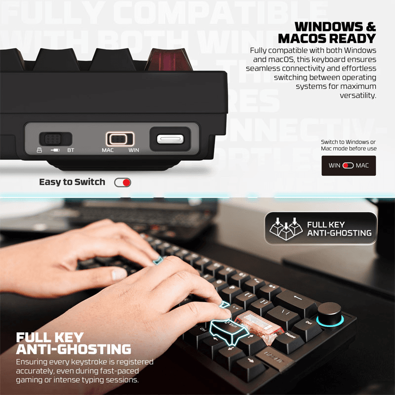 Tastatura Mehanicka Gaming Fantech MK920 RGB Maxfit 6 Wireless ( switch) boja white, brown - Periferija