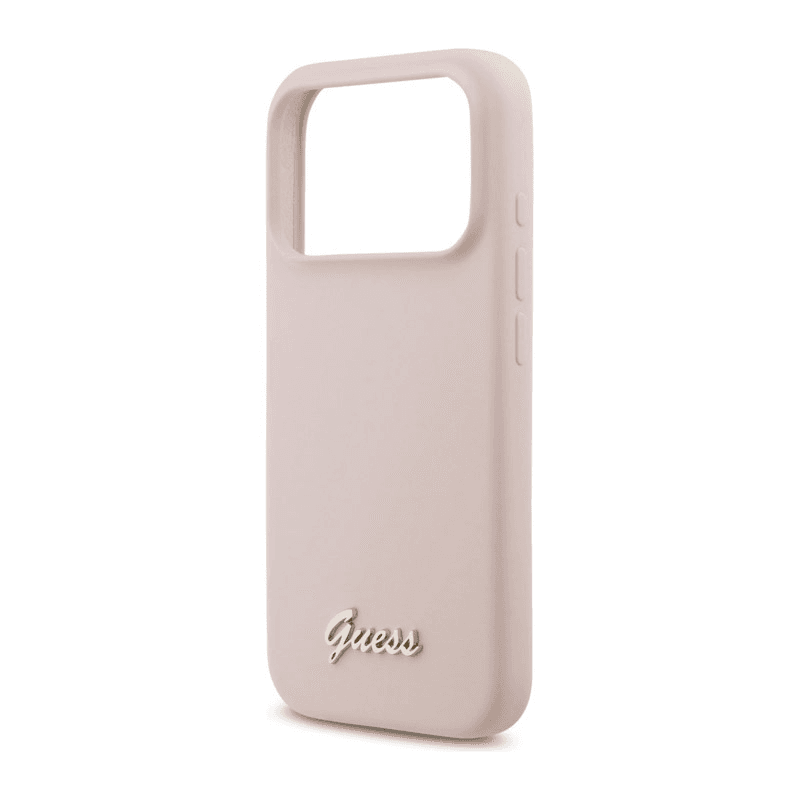 Maska Guess Silicone Script Metal Logo MagSafe Phone Case Cover za iPhone 17 Pro boja red, pink - Maske za telefone