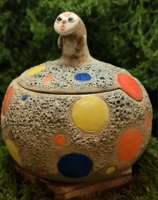 Керамическая шкатулка ручной работы с фигуркой совы на крышке - уникальное изделие мастера - Dekoracije